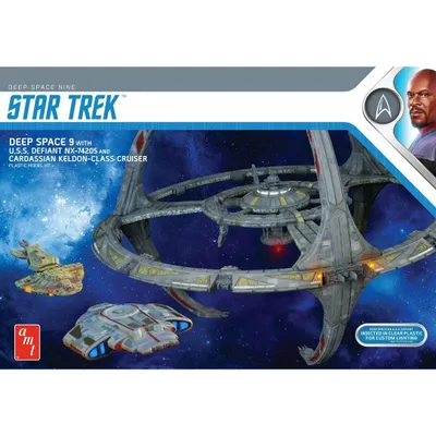 Deep Space Nine with USS NX-74205 Defiant and Cardassian Keldon-Class Cruiser 1/3300 Star Trek Model Kit by #1245 by AMT