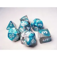 Chessex Gemini 7-Die Set Steel-Teal/White CHX26456