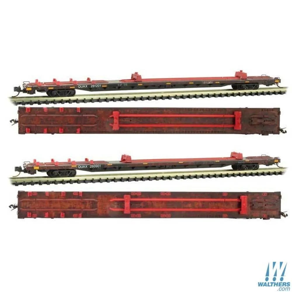 89' Flat Car - Weathered QUAX 2 Pack (N)