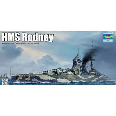 HMS Rodney 1/700 Model Ship Kit #6718 by Trumpeter