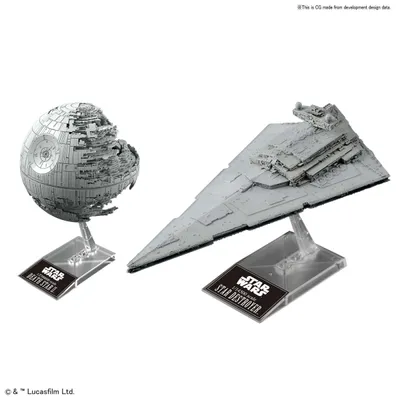 Death Star II & Star Destroyer 1/2,700,000 & 1/14,500 (Set of 2 Models) Star Wars Model Kit #0230358 by Bandai