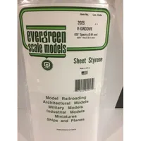 Evergreen #2025 Styrene Siding: 0.020" V-Groove 0.025" (0.64mm) Spacing 6" x 12"