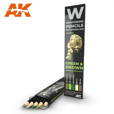 AK-10040 Watercolor Pencil Set - Green and Brown
