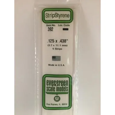 Evergreen #392 Styrene Strips: Dimensional 5 pack 0.125" (3.2mm) x 0.438" (11.1mm) x 24" (60cm)