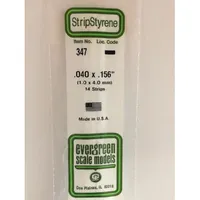 Evergreen #347 Styrene Strips: Dimensional 14 pack 0.040" (1.0mm) x 0.156" (4.0mm) X 24" (60cm)