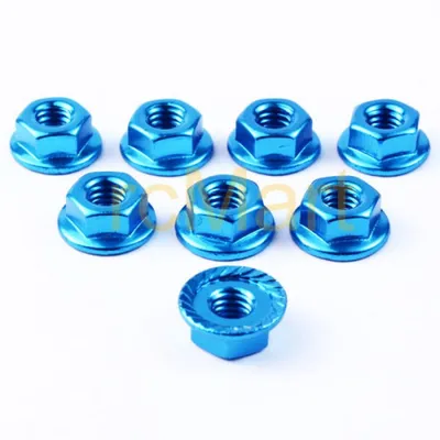 3RAC-NS40LB 4mm Aluminum Serrated Locknuts (8 pcs.) Light Blue