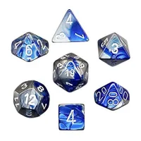 Chessex Gemini 7-Die Set Blue-Steel/White CHX26423