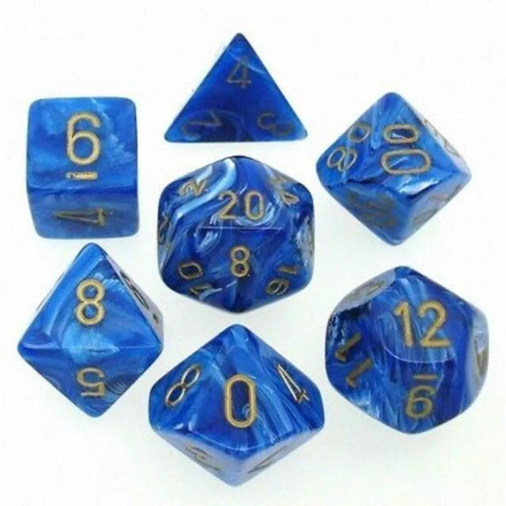 Chessex Vortex 7-Die Set Blue/Gold CHX27436