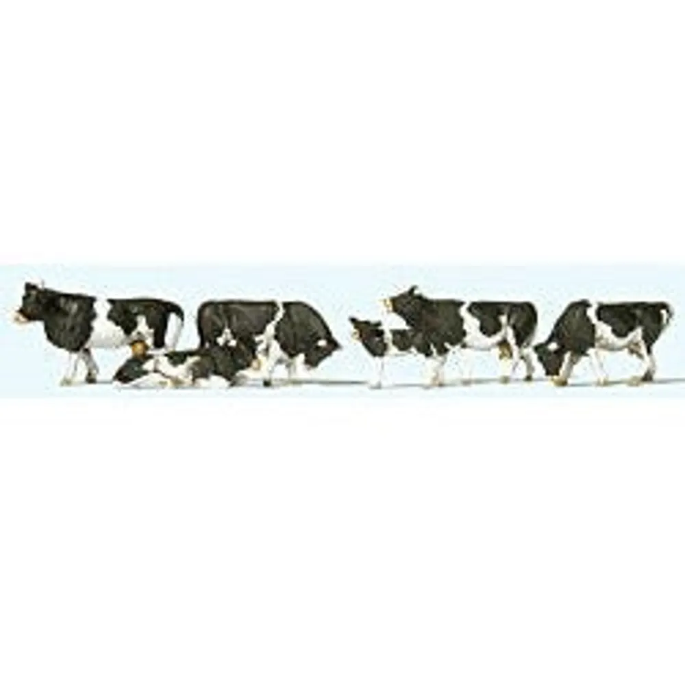 Cows - Black, White pkg(6) (HO Scale)