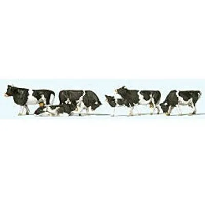 Cows - Black, White pkg(6) (HO Scale)