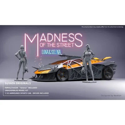 Madness of the Street Luna & Selena 1/32 Armoured Sports Car with Female Racer #MS001 by Suyata
