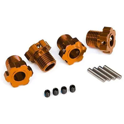 TRA8654A Wheel hubs, splined, 17mm (orange-anodized) (4)/ 4x5 GS (4), 3x14mm pin (4)