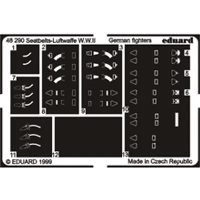 Aircraft Seatbelts Luftwaffe Fighter WW II Photo-Etch Set 1/48 by Eduard