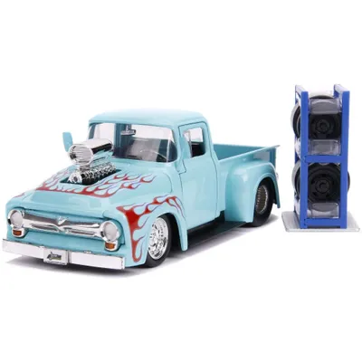 Jada 1/24 "Just Trucks" 1956 Ford F-100 w/ extra wheels - blue JAD31542