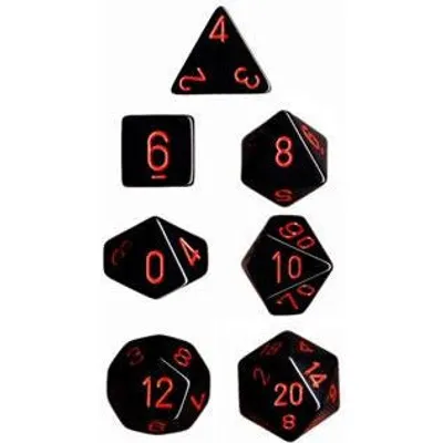 Chessex Opaque 7-Die Set Black/Red CHX25418