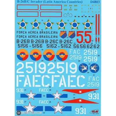 1/48 ICM B-26B/C Invader (Latin America) Decals