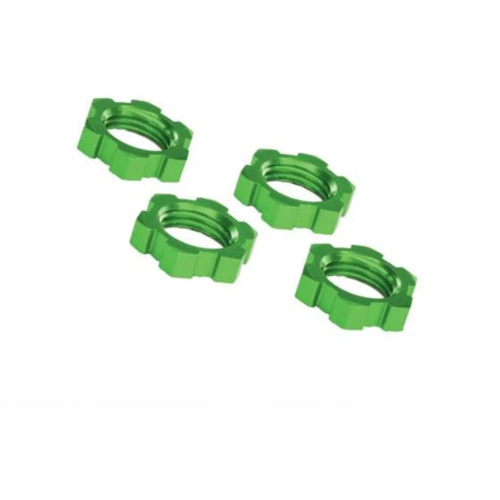 TRA7758G Wheel Nuts, Splined, 17mm, Serrated (green-anodized) (4)