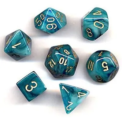 Chessex Phantom 7-Die Set Teal/Gold CHX27489