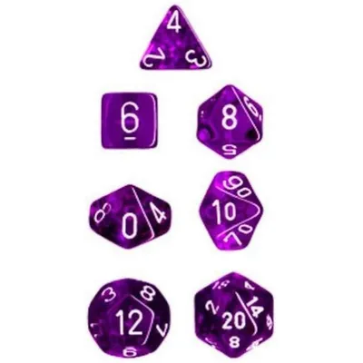 Chessex Translucent 7-Die Set Purple w/White CHX23077