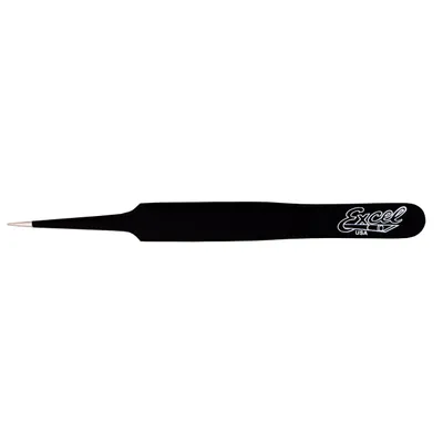 Excel Tweezer 4.5" Straight Pointed Black