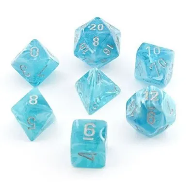 Chessex Cirrus 7-Die Set Aqua/Silver CHX27465