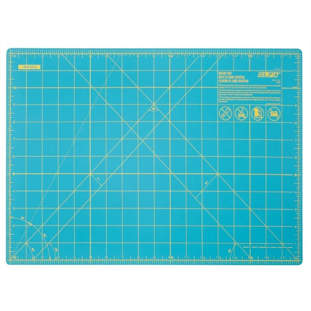 OLFA 12" X 18" Double Sided Rotary Matt, Aqua