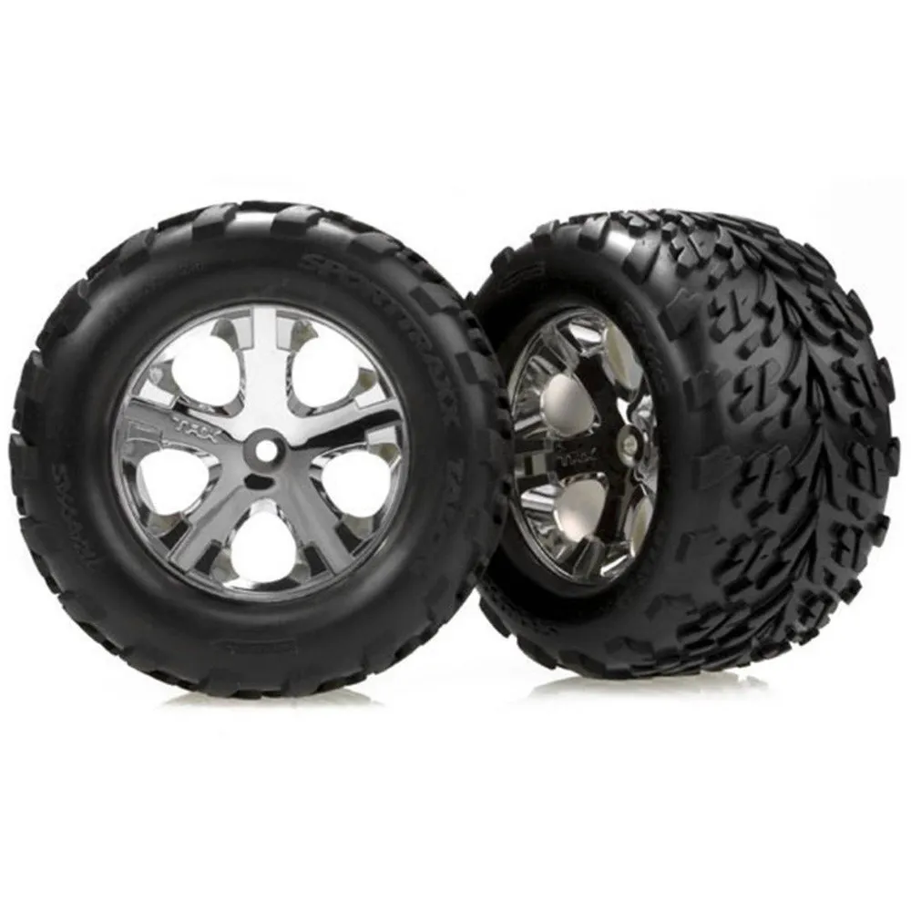 TRA3669 Traxxas Talon 2.8 in Rear Tires w/All-Star Chrome Wheels (2)