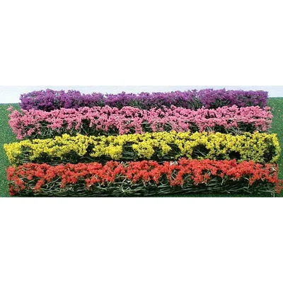 JTT Scenery Products Flower Hedges: 5 x 3/8 x 5/8" 12.7 x 1 x 1.6cm 8pk Red, Pink, Yellow & Purple #95509