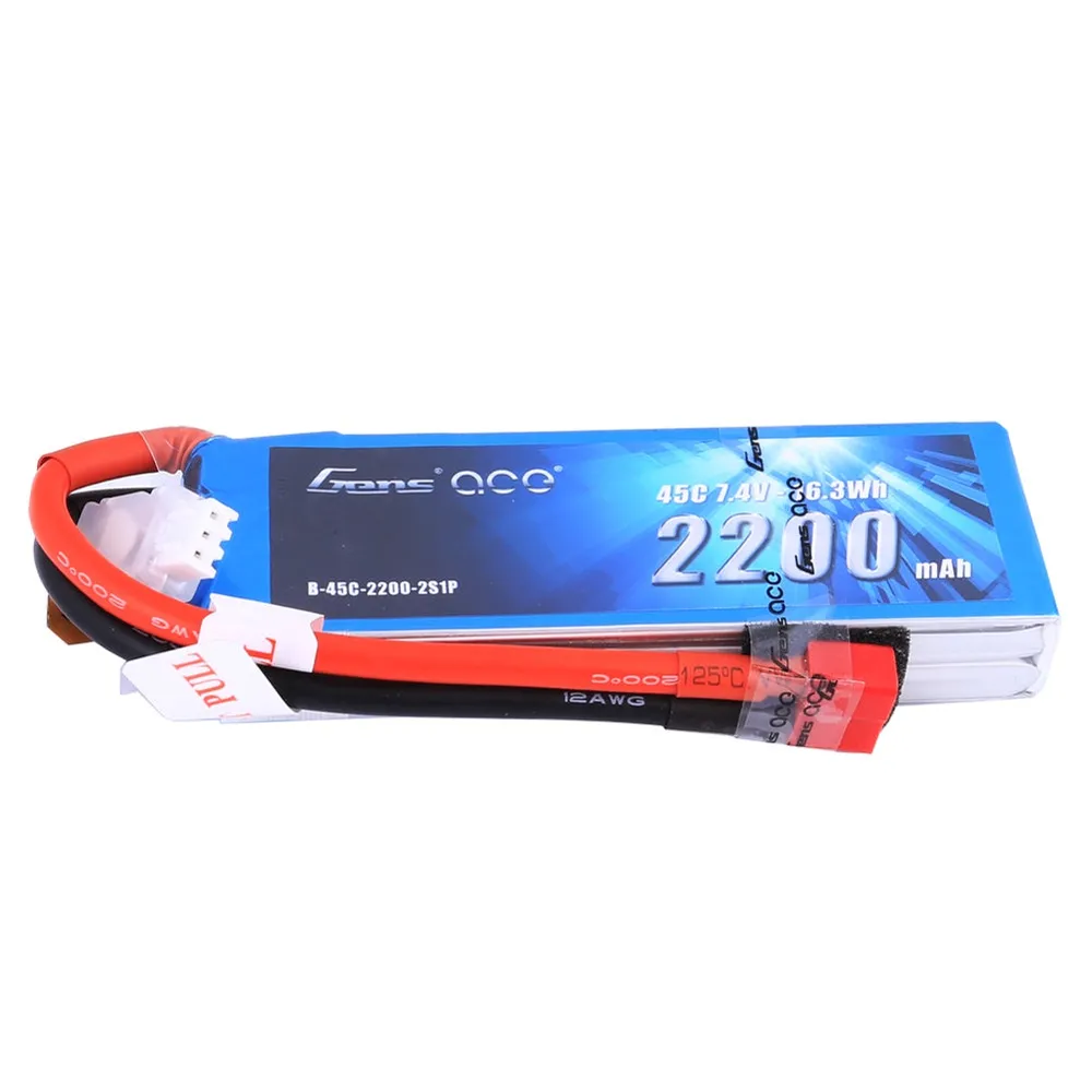 Gens Ace 2200mAh 2S1P 7.4V 45C LiPo Deans Plug Soft Case