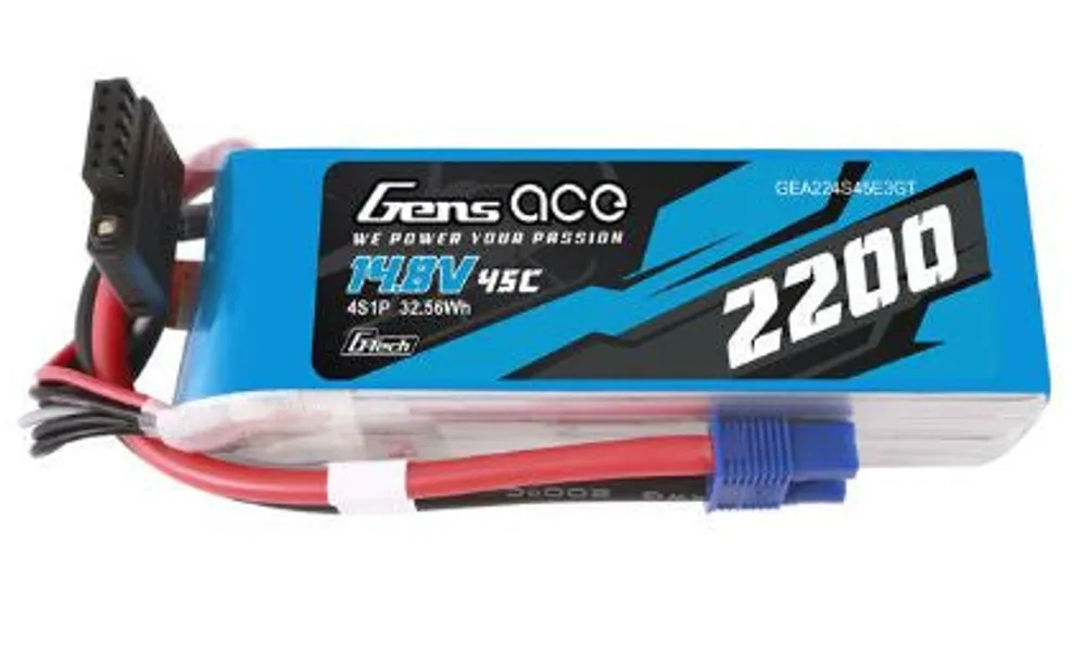 Gens Ace G-Tech Smart 4S LiPo Battery 45C (14.8V/2200mAh) w/EC3 Connector - GEA224S45E3GT