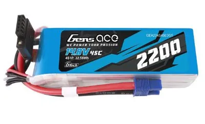 Gens Ace G-Tech Smart 4S LiPo Battery 45C (14.8V/2200mAh) w/EC3 Connector - GEA224S45E3GT
