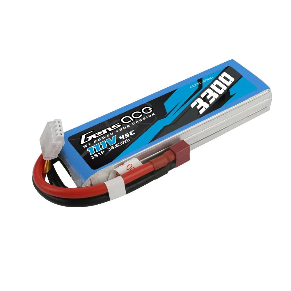 Gens Ace 3S LiPo Battery 45C (11.1V/3300mAh) w/Deans Connector - GEA3S330045D