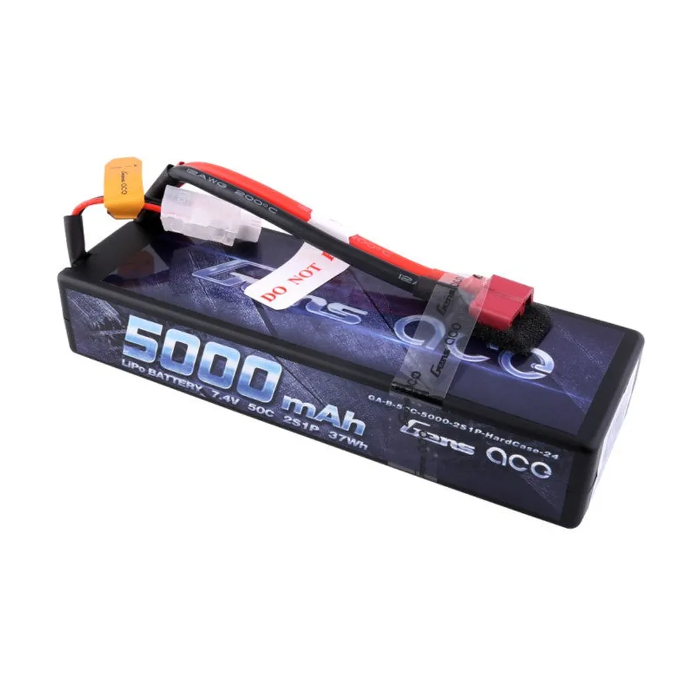 Gens Ace 5000mAh 2S1P 7.4V 50C LiPo Deans Plug Hardwired Case
