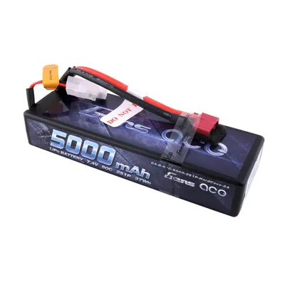 Gens Ace 5000mAh 2S1P 7.4V 50C LiPo Deans Plug Hardwired Case