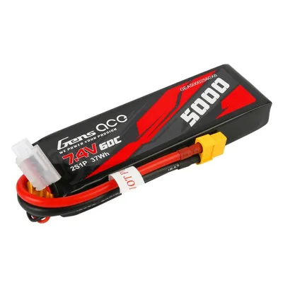 Gens Ace 2S LiPo Battery 60C (7.4V/5000mAh) w/XT-60 Connector GEA50002S60X6