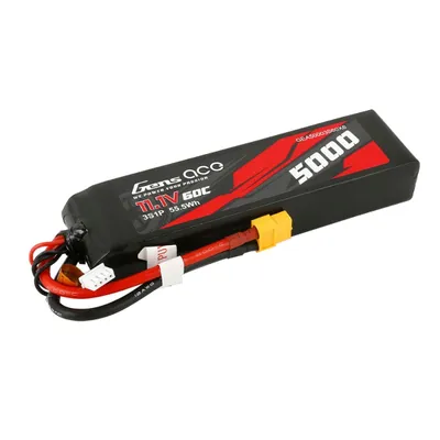 Gens Ace - 1108 - 5000mAh 3S1P 11.1v 60C LiPo XT60 Plug Soft Case 155x46x24mm