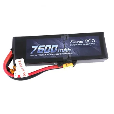 Gens Ace 7600mAh 2S2P 7.4v 50C LiPo XT60 Plug Soft Case