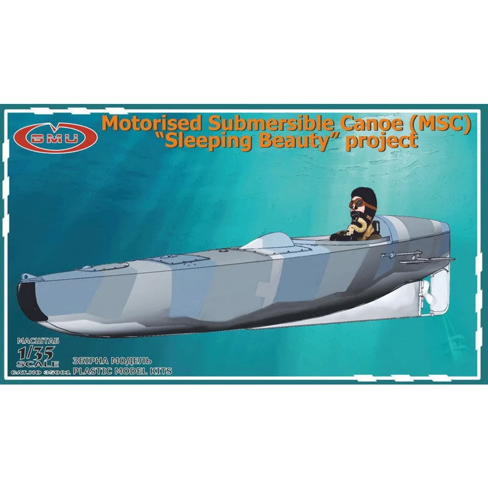 WWII British Sleeping Beauty (MSC) Motorized Submersible Canoe (Boxed) 1/35 Model Submarine Kit #35001 by GMU Models