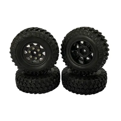 Hobby Details Tires Mounted (4): 1.0'' Black Plastic - HDTSCX24-34
