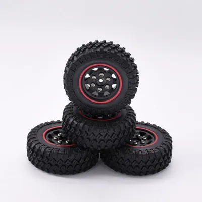 Hobby Details Tires Mounted (4): 1.0'' Red Stripe - HDTSCX24-48