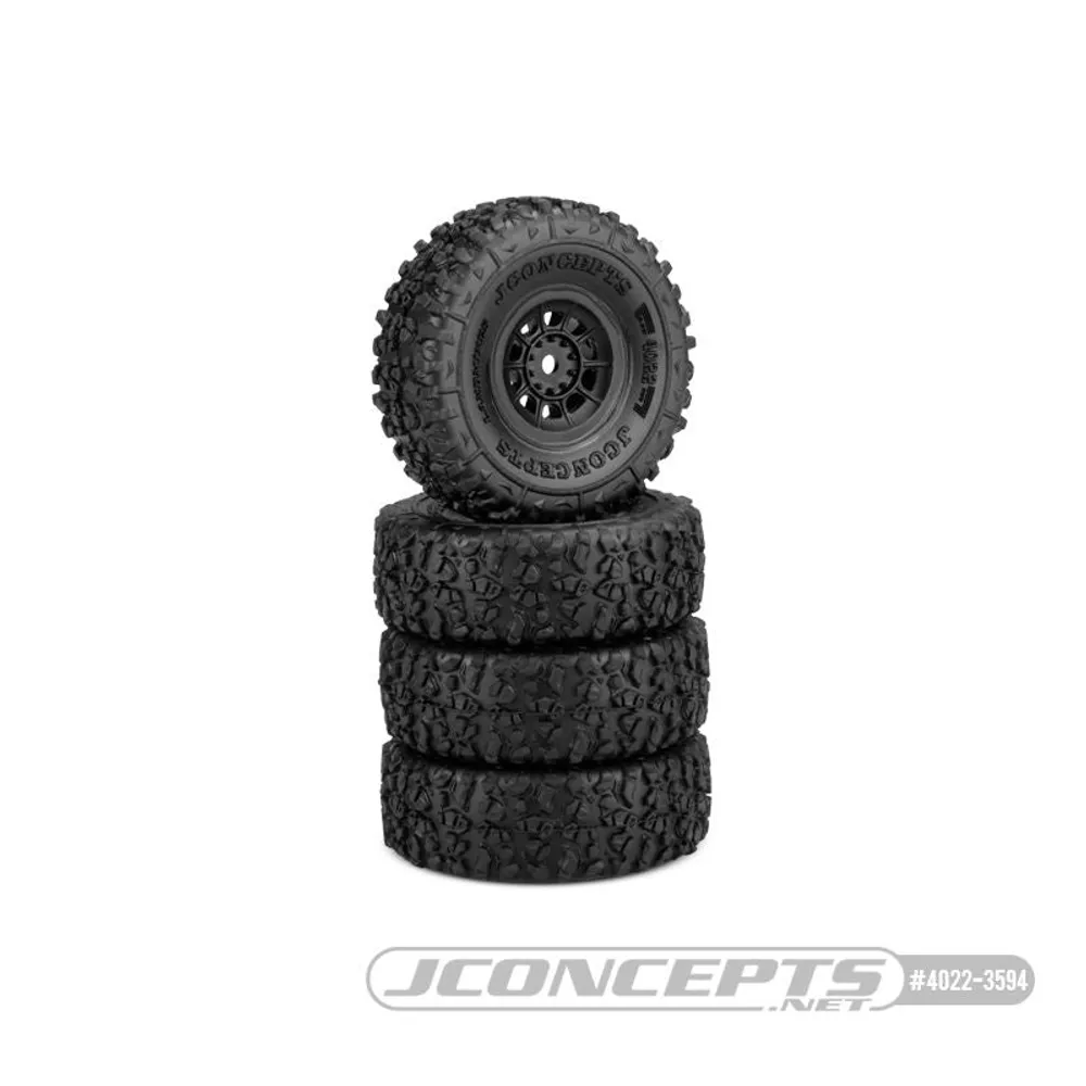 Tires Pre-Mounted (4): 1.0" Landmines w/ Hazard Wheel Gold Compound w/ 7mm Hex - Black JCO4022-3594