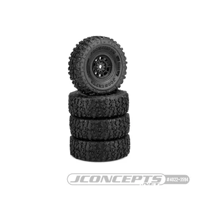 Tires Pre-Mounted (4): 1.0" Landmines w/ Hazard Wheel Gold Compound w/ 7mm Hex - Black JCO4022-3594