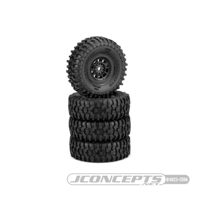 Tusk 1.0" Pre-Mounted Tires w/Hazard Wheel (Black) (4) (Gold) w/7mm Hex