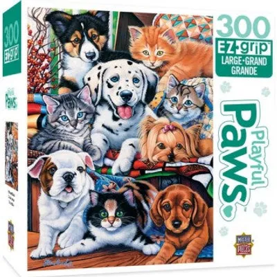 Master Pieces Playful Paws: Hide & Seek Various Kittens & Puppies EzGrip Puzzle (300pc)