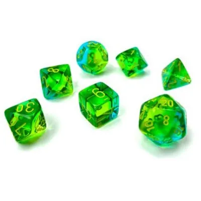 Chessex Gemini 7-Die Set Translucent Green-Teal/Yellow CHX26466