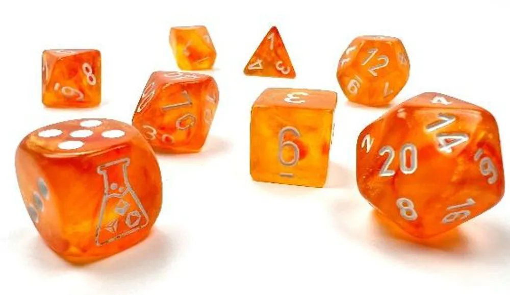 Chessex Borealis 7-Die Set Set Blood Orange/White Luminary CHX30052