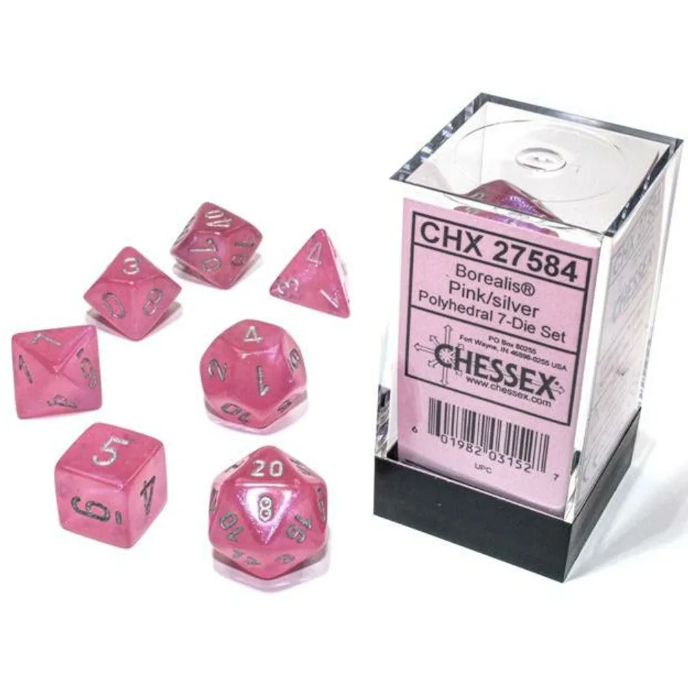 Chessex Borealis 7-Die Set Pink/Silver Luminary CHX27584