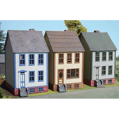 Row House Laser-Cut Wood Kit [HO]