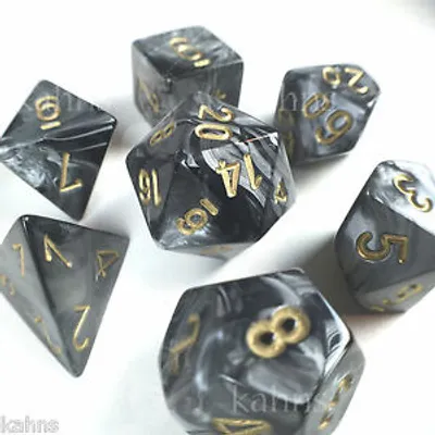 Chessex Lustrous 7-Die Set Black Gold CHX27498