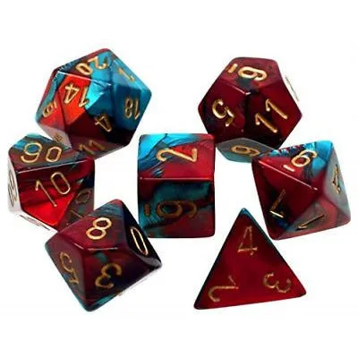 Chessex Gemini 7-Die Set Red-Teal/Gold CHX26462